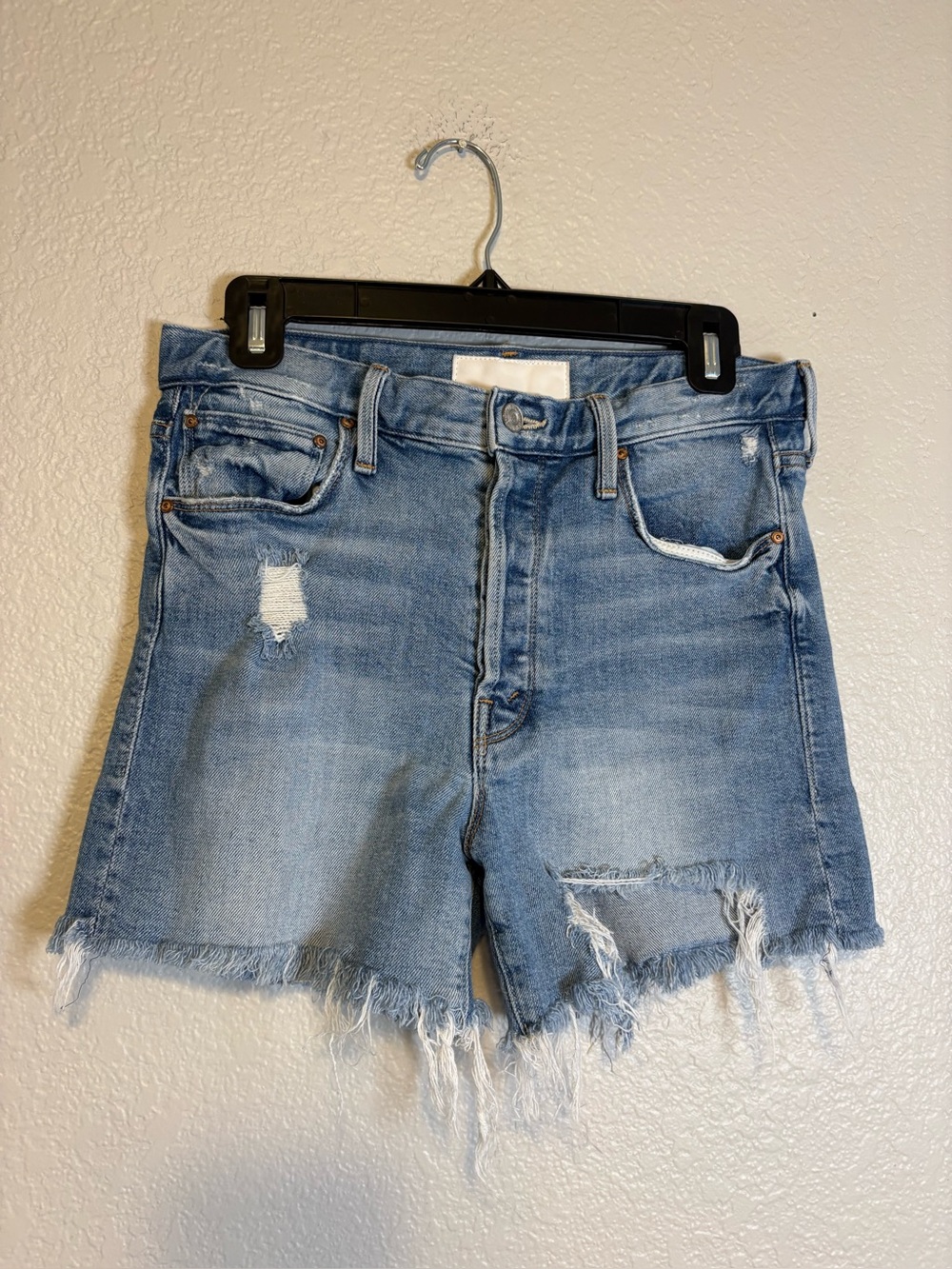 Mother The Proper Short The Confession Jean Short Light Wash Distressed Size 26